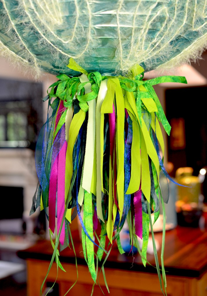 Lantern fringed bottom created with lots of Color Crazy fabric strips and ribbons